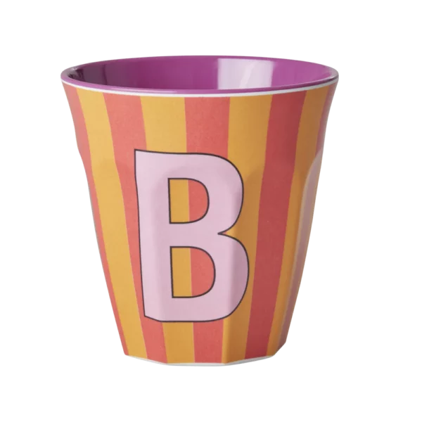 Gobelet Alphabet B Rose rayé