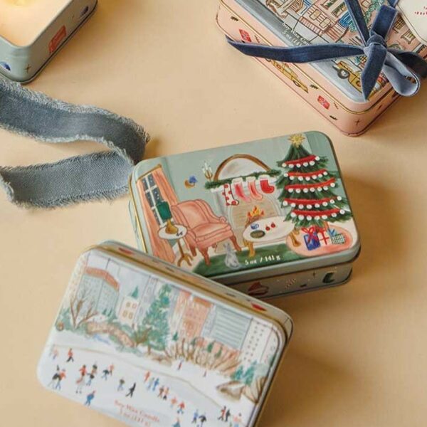 Bougie Noël - Kaki et châtaigne